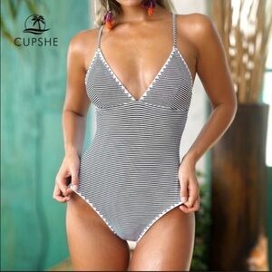 NWOT CUPSHE simple living striped one piece